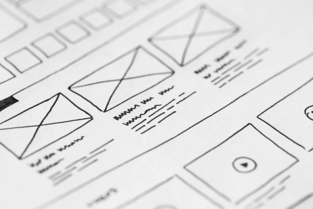 Web Design layout mockup on paper